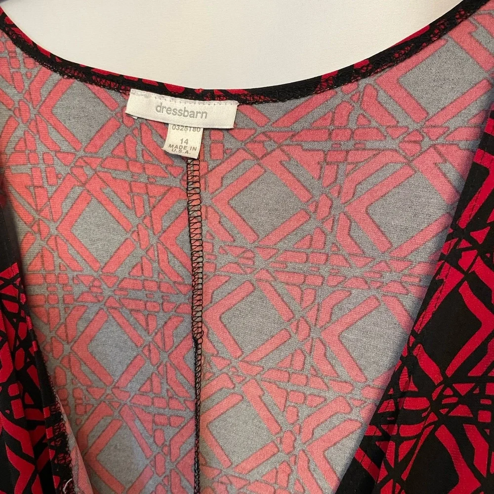 Dressbarn Red and black geometric Patterned Dress - Picture 5 of 8